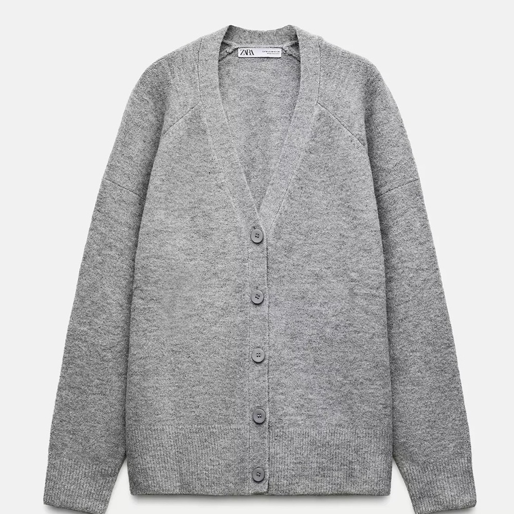Zara Heather Gray Knit Cardigan